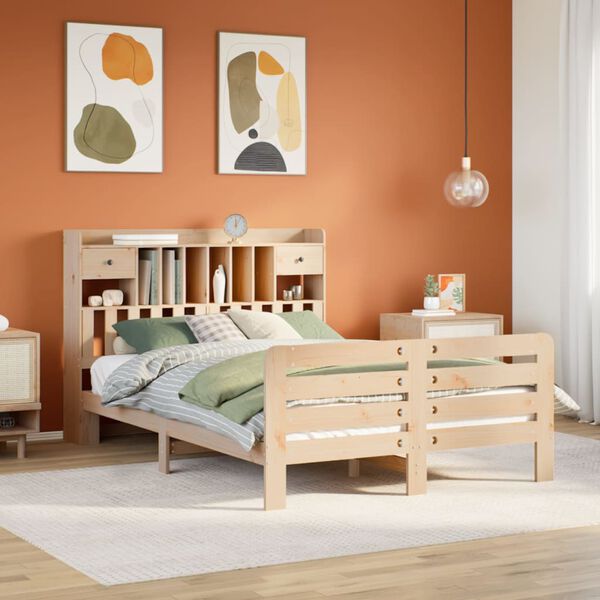 vidaXL Lit biblioth&egrave;que sans matelas 160x200 cm bois massif de pin