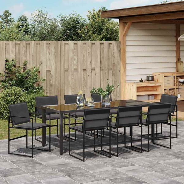 vidaXL Ensemble de salle &agrave; manger pour jardin 9 pcs Noir