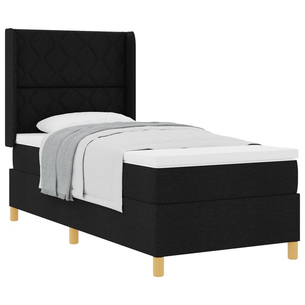 vidaXL Lit &agrave; ressorts avec matelas Noir 100 x 200 cm tissu