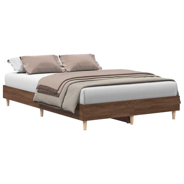 vidaXL Cadre de lit sans matelas ch&ecirc;ne marron 135x190 cm