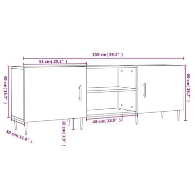 vidaXL Meuble TV blanc 150x30x50 cm bois d'ingénierie