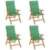 vidaXL Fauteuils pliants inclinables avec coussins 4 pcs teck massif