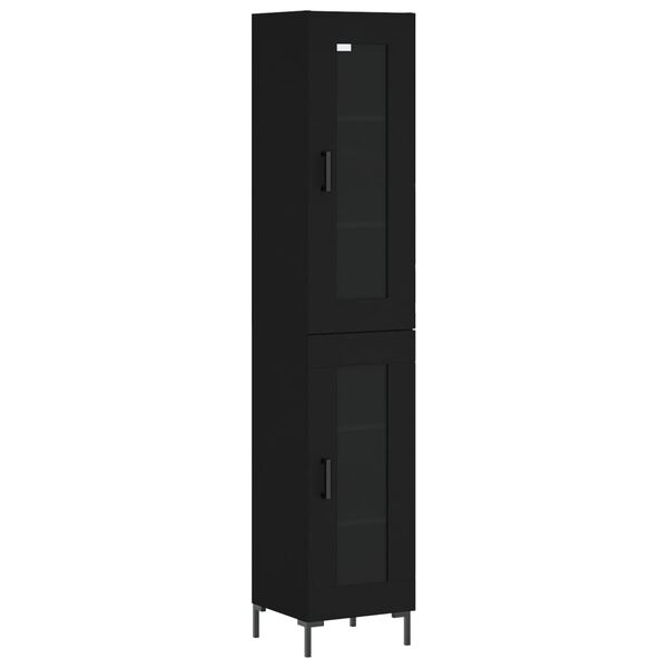 vidaXL Buffet haut Noir 34,5x34x180 cm Bois d'ing&eacute;nierie