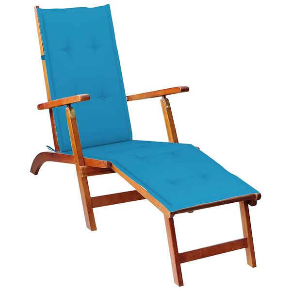 vidaXL Chaise longue d'ext&eacute;rieur repose-pied et coussin Acacia solide