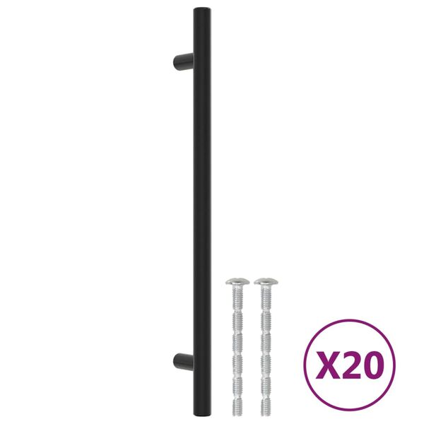 vidaXL Poign&eacute;es d'armoire 20 pcs noir 192 mm acier inoxydable