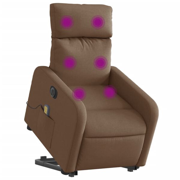 vidaXL Fauteuil inclinable de massage &eacute;lectrique Marron Tissu