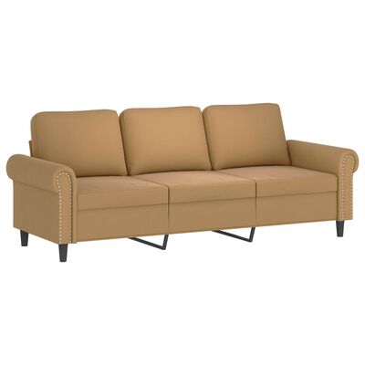 vidaXL Canapé 3 places avec oreillers décoratifs marron 180 cm velours