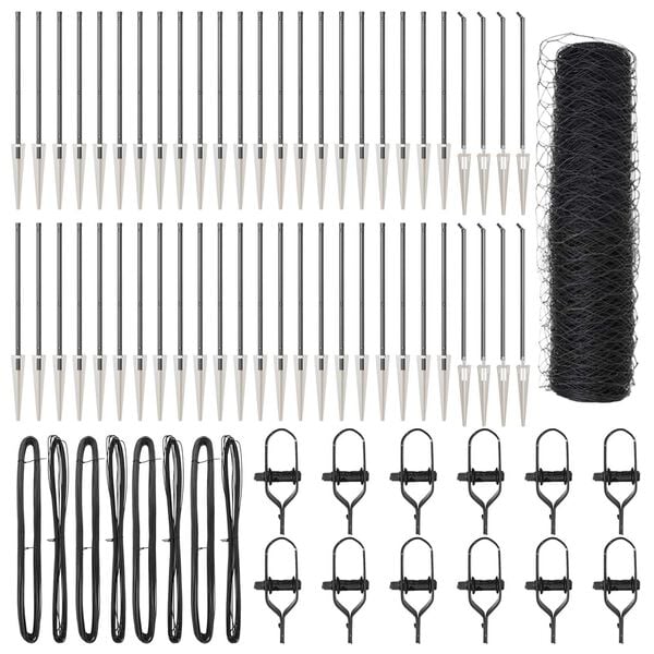 vidaXL Poteau de clôture. Gris 100 x 0,5 m (maille de 50 mm)