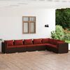 vidaXL Salon de jardin 7 pcs avec coussins R&eacute;sine tress&eacute;e Marron