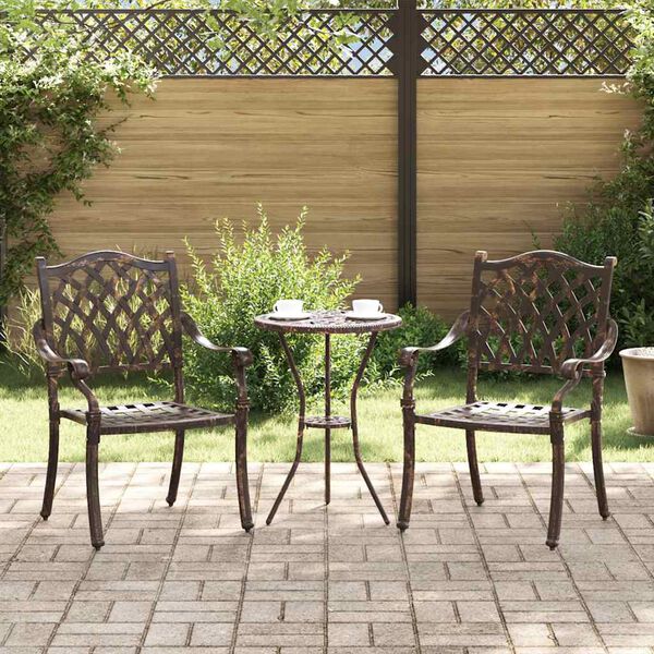 vidaXL Chaise de jardin 2 pcs Bronze 56 x 55 x 92,5 cm Aluminium