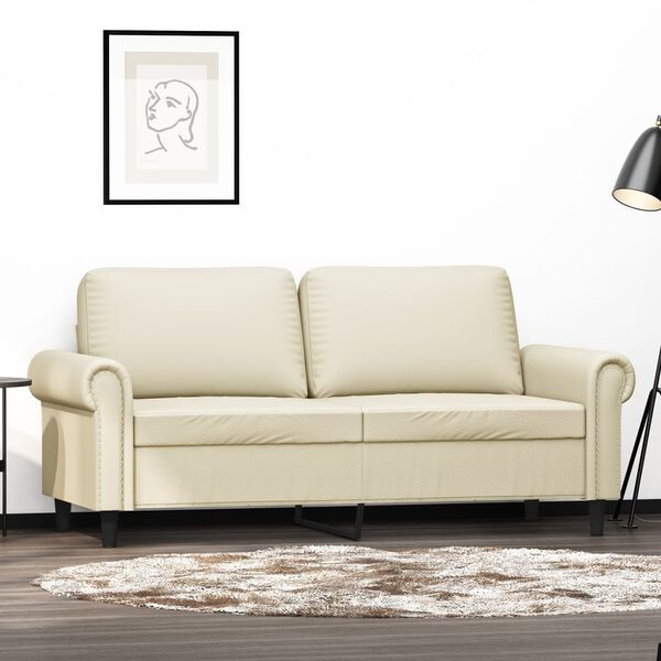 vidaXL Canap&eacute; &agrave; 2 places Cr&egrave;me 140 cm Similicuir