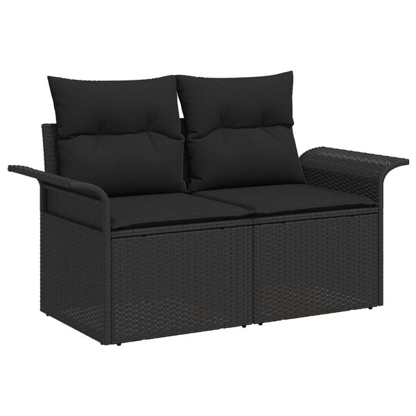 vidaXL Ensemble de canap&eacute; de jardin avec coussin 6 pcs Noir Poly rotin