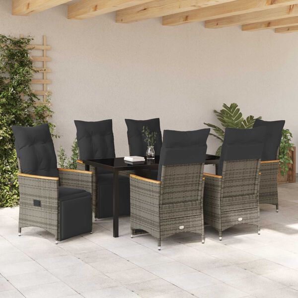 vidaXL Ensemble de salle &agrave; manger pour jardin 7 pcs Gris polyrotin