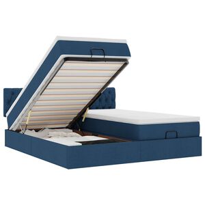 VidaXL Cadre de lit ottoman avec matelas bleu 160x200 cm tissu