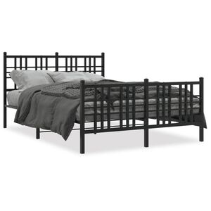 vidaXL Cadre de lit m&eacute;tal sans matelas avec pied de lit noir 120x200cm