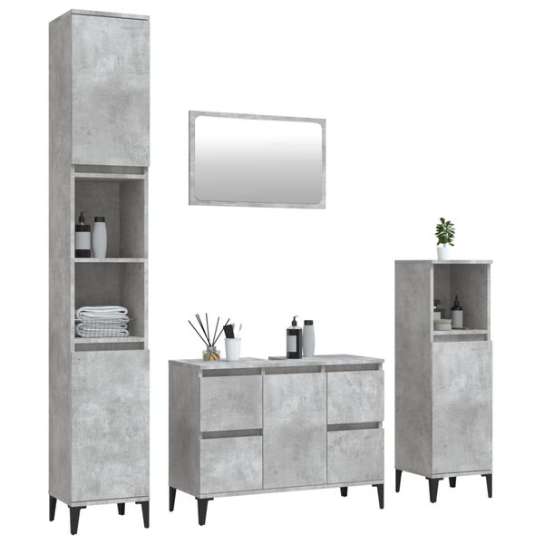 vidaXL Ensemble de meubles de salle de bain 4 pcs gris b&eacute;ton