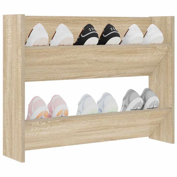 vidaXL Armoire &agrave; chaussures murale Ch&ecirc;ne Sonoma 80x18x60 cm Agglom&eacute;r&eacute;
