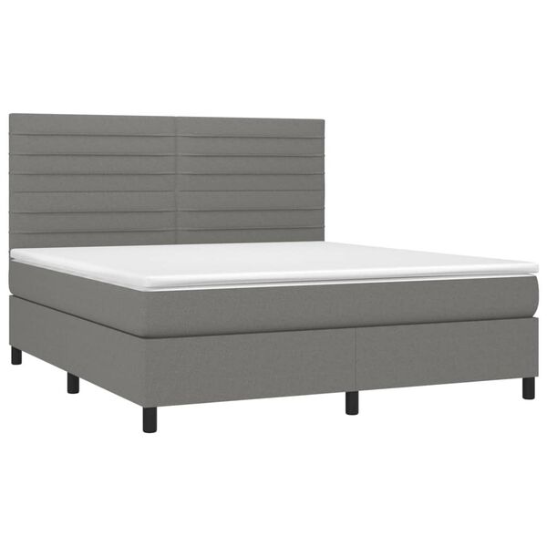 vidaXL Sommier &agrave; lattes de lit et matelas et LED Gris fonc&eacute; 160x200 cm