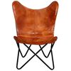 vidaXL Chaise papillon Marron Cuir v&eacute;ritable