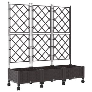 vidaXL Bac de jardin avec treillis et roues 3 pc Marron PP