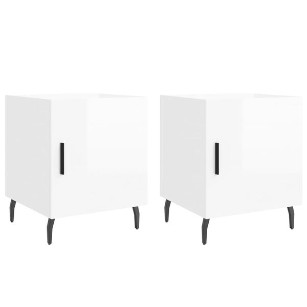 vidaXL Tables de chevet 2 pcs blanc brillant 40x40x50 cm