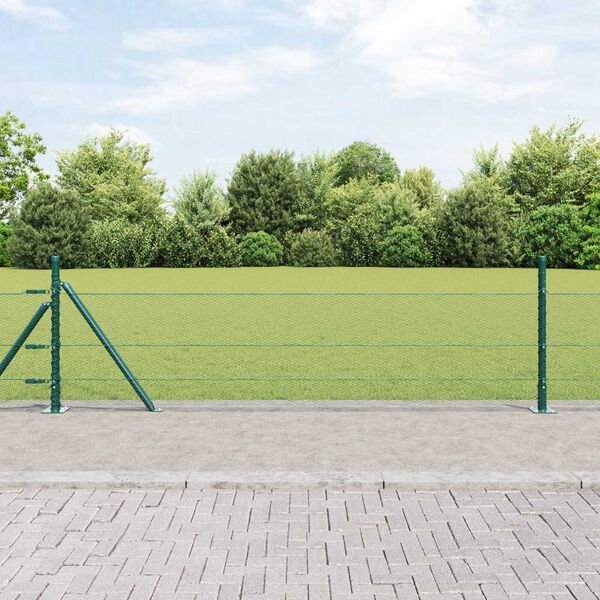 vidaXL Clôture avec poteaux Vert 0.4 x 25 m Acier recouvert de PVC