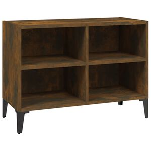 vidaXL Meuble TV avec pieds en m&eacute;tal Ch&ecirc;ne fum&eacute; 69,5x30x50 cm