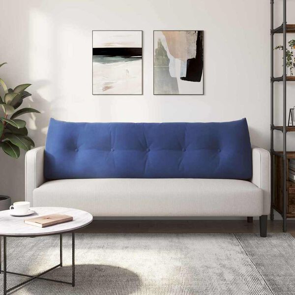 vidaXL Coussin de Dos Bleu police 160 x 24 x 50 cm Velours