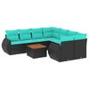 vidaXL Ensemble de canap&eacute; de jardin 9 pcs avec coussins noir r&eacute;sine tress&eacute;e