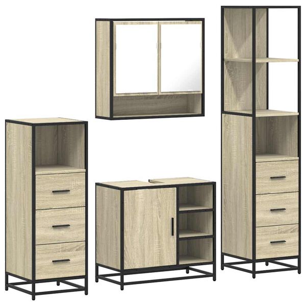 vidaXL Ensemble de meubles de salle de bain 4 pcs ch&ecirc;ne sonoma