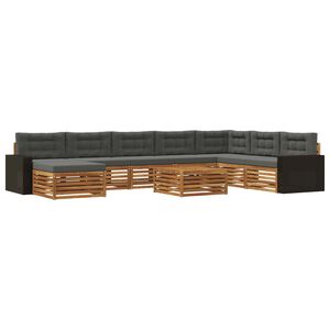 vidaXL Ensemble de canap&eacute;s d'ext&eacute;rieur 9 pcs Naturel et Anthracite