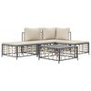 vidaXL Salon de jardin 5 pcs avec coussins anthracite r&eacute;sine tress&eacute;e