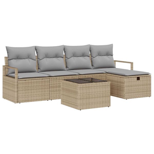 vidaXL Ensemble de Canap&eacute;s avec coussin Beige et Gris clair polyrotin