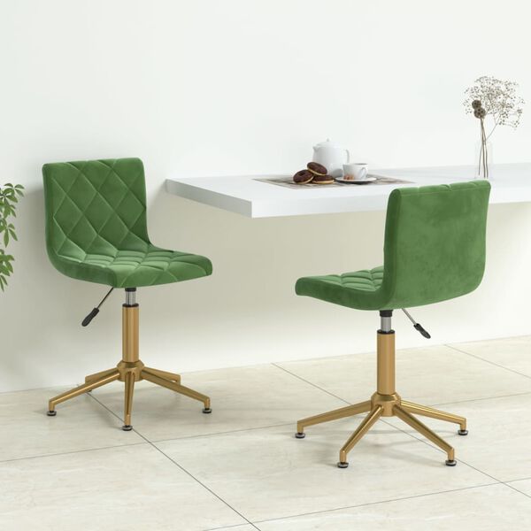 vidaXL Chaises pivotantes &agrave; manger lot de 2 vert fonc&eacute; velours