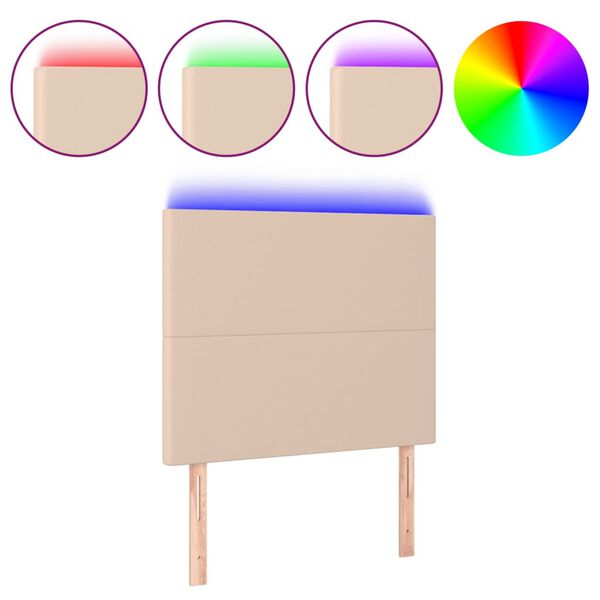vidaXL T&ecirc;te de lit &agrave; LED Cappuccino 90x5x118/128 cm Similicuir
