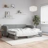 vidaXL Lit de jour avec gigogne et matelas gris clair 90x190 cm tissu