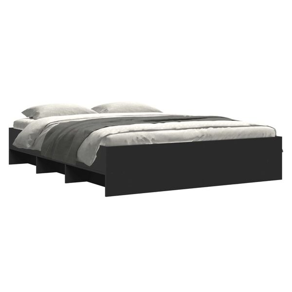 vidaXL Cadre de lit sans matelas noir 150x200 cm bois d'ing&eacute;nierie