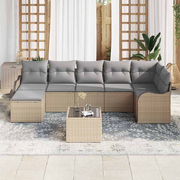 vidaXL Ensemble de canap&eacute; de jardin 8 pcs beige et gris clair