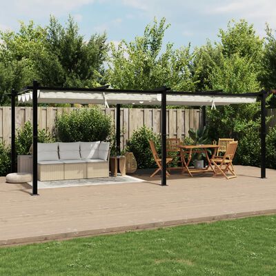 vidaXL Tonnelle de jardin avec toit rétractable crème 3x6 m aluminium