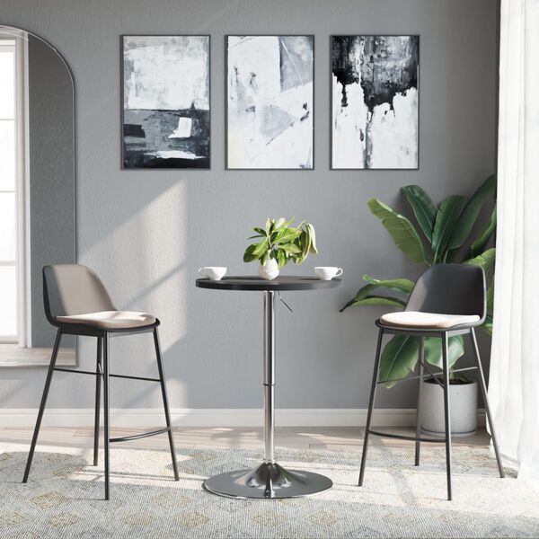 vidaXL Table de bar noir 50x50x90 cm bois d'ing&eacute;nierie et acier chrom&eacute;