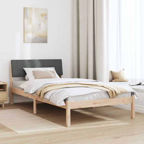 vidaXL Cadre de lit avec t&ecirc;te de lit marron et gris fonc&eacute; 100 x 200 cm