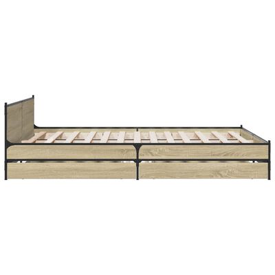 vidaXL Cadre de lit et tiroirs chêne sonoma 120x190 cm bois ingénierie