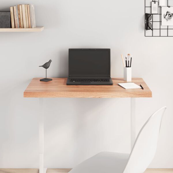 vidaXL Dessus de table marron clair bois ch&ecirc;ne massif trait&eacute;