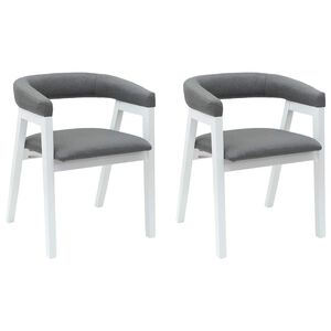 vidaXL Chaises de salle &agrave; manger 2 pc Bois de Caoutchouc Massif Blanc