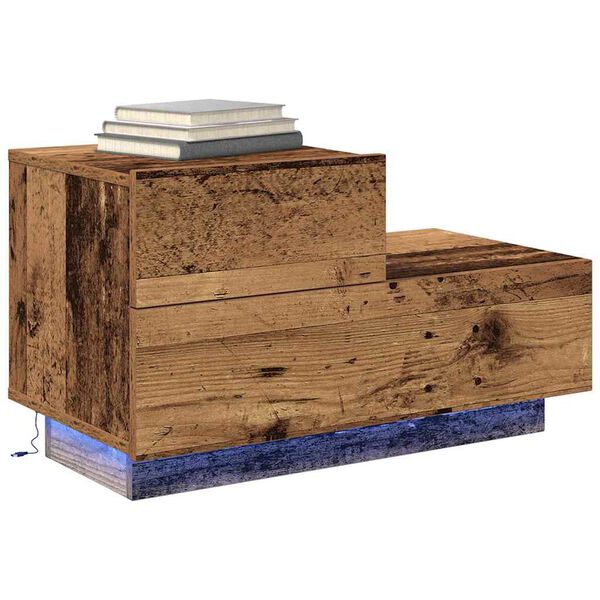 vidaXL Cabinet de chevet avec tiroir Bois ancien 70 x 36 x 40,5 cm