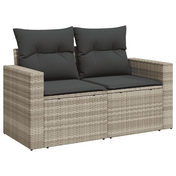 vidaXL Salon de jardin avec coussins 13 pcs gris clair résine tressée