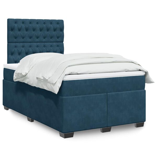 vidaXL Sommier &agrave; lattes de lit et matelas bleu 120x200 cm velours