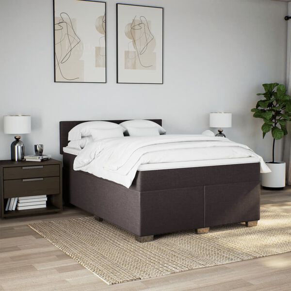 vidaXL Sommier &agrave; lattes de lit avec matelas Marron fonc&eacute; 140x190 cm