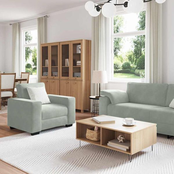 vidaXL Ensemble de canap&eacute;s 3 pcs avec coussins Gris clair Velours