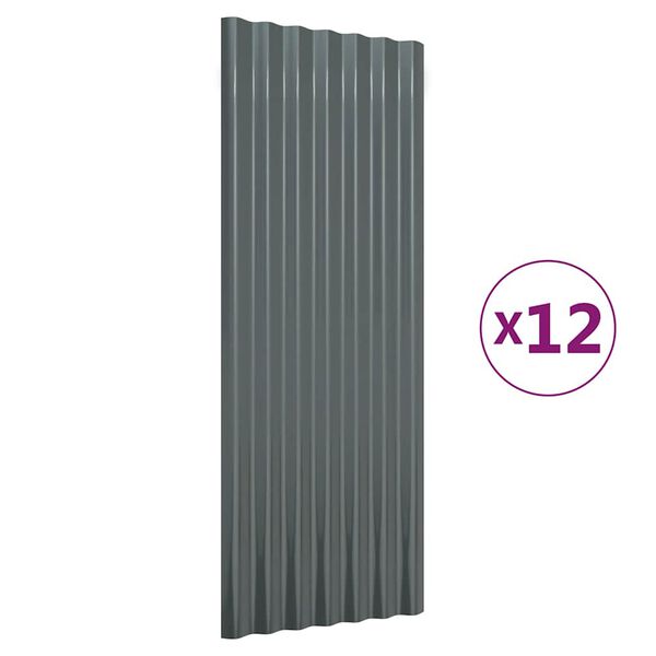 vidaXL Panneaux de toiture 12 pcs Acier galvanisé Anthracite 100x36 cm